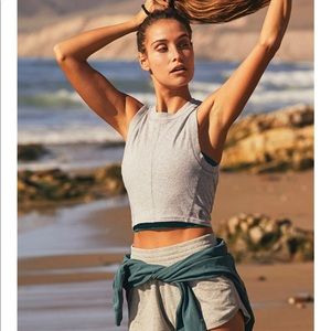 Free People Movement Play by Play Open Back Crop Tank, gray, large, NWOT